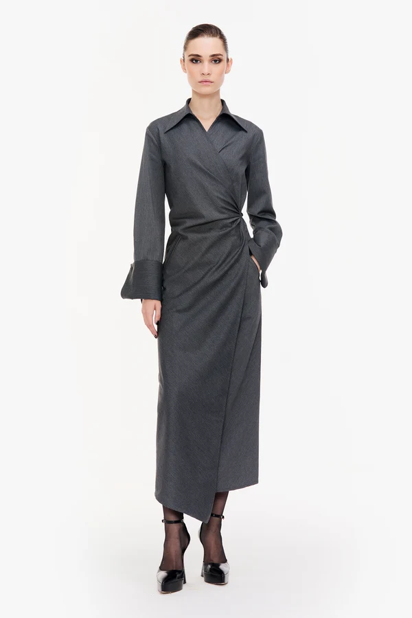 Arula Charcoal Wrap Dress