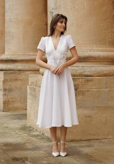 V-Neck Linen Dress